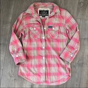 Superdry Pink And Green Plaid Button Down Shirt